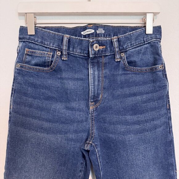 Old Navy Boys Denim Flex Skinny Adjustable Dark Wash Jeans Blue Size 14 - Picture 2 of 7